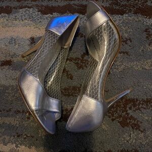 BCBG Paris Shimmering Silver Heels